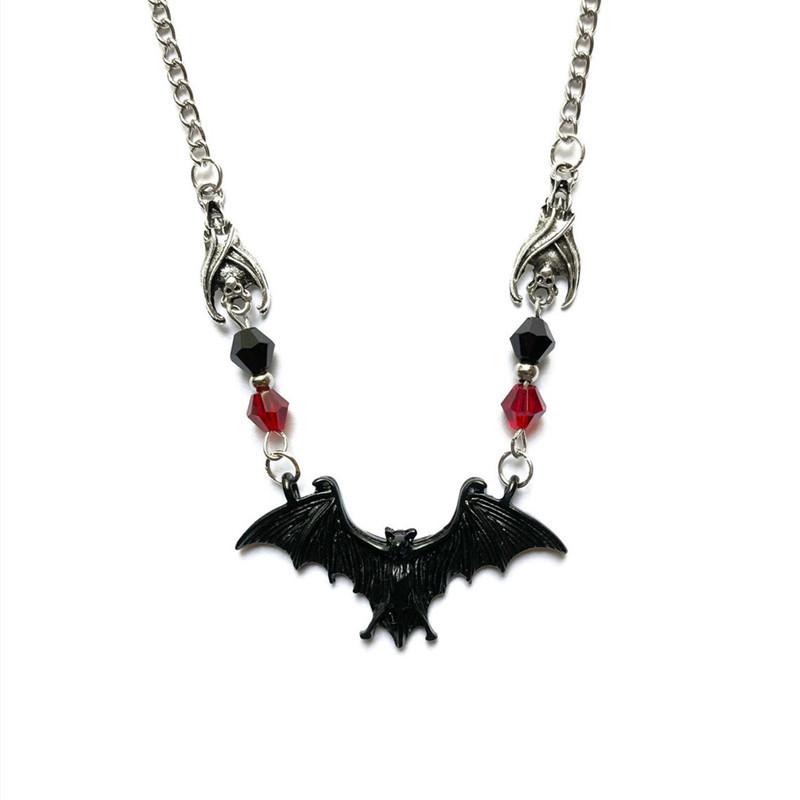 

Punk Crystal Bead Chain Gothic Necklace for Woman Animal Horror Black Bat Punk Jewelry Gift Witch Choker Halloween Gift