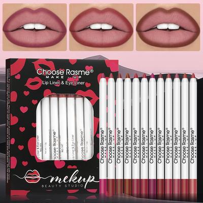 12-Piece Natural Lip Liner Set - Easy-to-Use, 3D Effect Lip Makeup