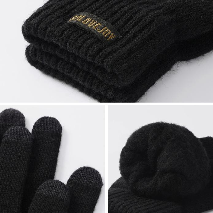 Knitted gloves for men and women autumn and winter warm for outdoor cycling windproof and cold proof touch screen woolen gloves