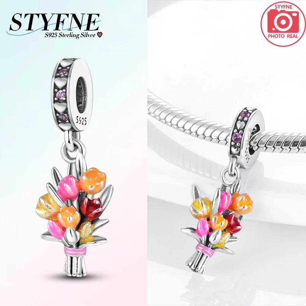 Fit Charms For Original Bracelets Diy Rose Daisy Tulip Charm Beads 100% Copper Jewelry Making Necklace For Women Gift