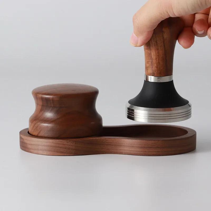 51mm/53mm/58mm Wooden Espresso Coffee Tamper Mat Fluted Tampering Holder Corner Pad Anti-skid Coffeeware Tamping Mat Accessories
