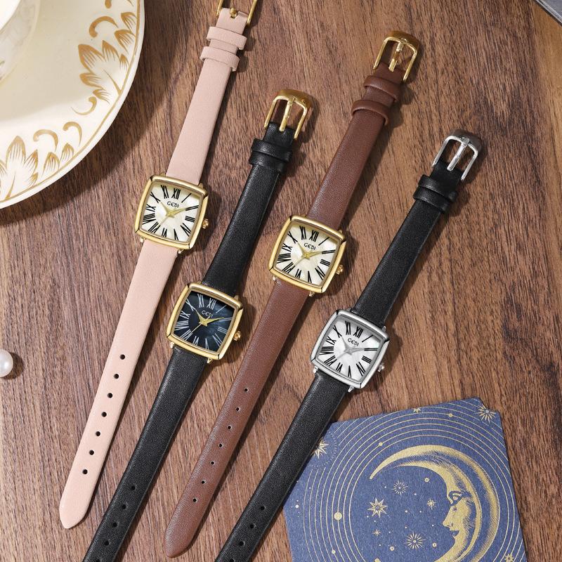 Light Luxury Fritillary Women'S Watch Retro High-Value Square Plate Women'S Watch High-End Fritillary Quartz Watch
