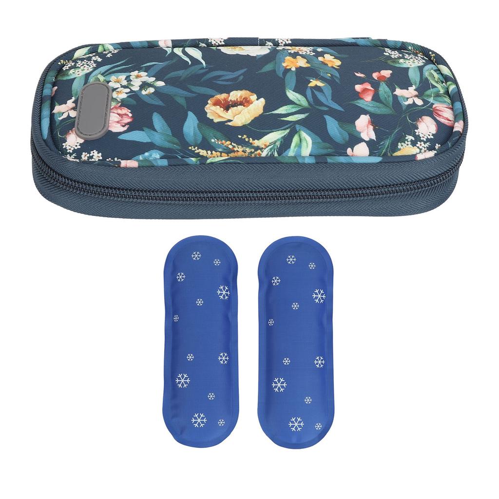 Insulin Cooler Bag Portable Lightweight Improved Insulation Convenient for Insulin Pen Glucose Monitor Blue Bottom