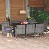 VidaXL Garden Dining Furniture and Cushions 9 Pcs Patio Dining Set Outdoor Table and Chairs Balcony 3095008