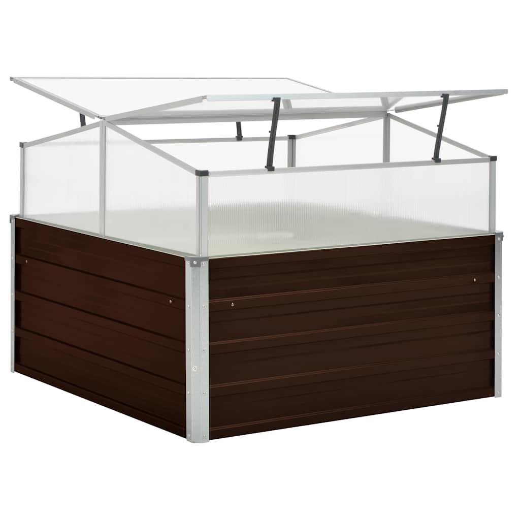 vidaXL Gewächshaus Braun 100 x 100 x 85 cm Verzinkter Stahl