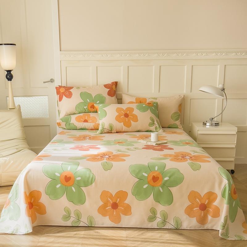 " Cotton Thickened Bed Sheet Plant Flowers Printed Single Double Top King Sheets Pure Cotton Single Size Kids Bed Linen "