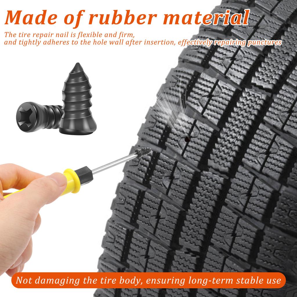 120 Pcs Tire Repair Rubber Nail Kit Motorcycle Vacuum Tyre Repair Nail Kit with 2 Screwdriver Tire Puncture Repair Accessories