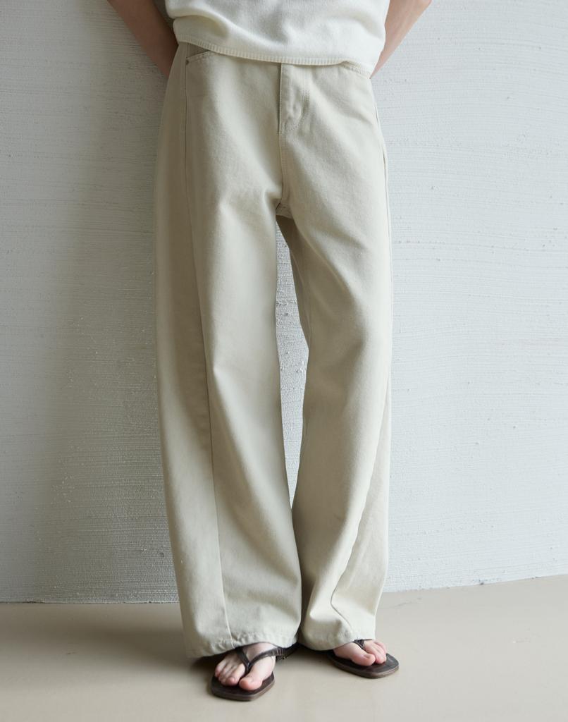 Nutopeu Beige Cotton Pants_Beige