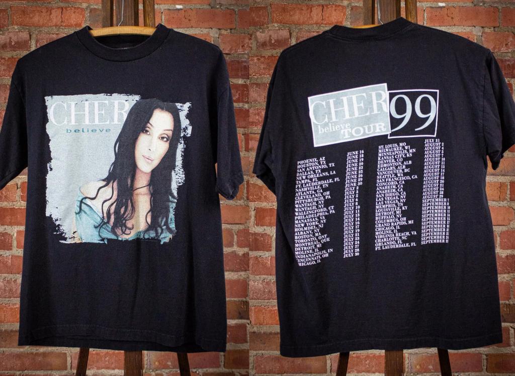 Believe Tour Concert Cher Reprint T Shirt Black Unisex Gift UU1342