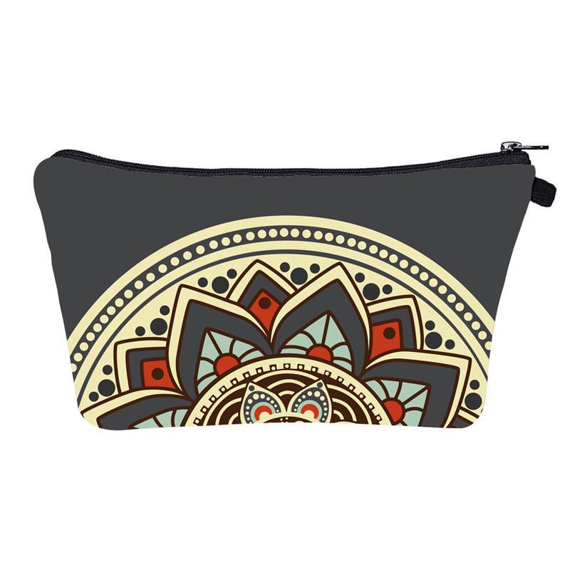 Trendige Vintage Mandala Blume Kosmetiktasche Handtasche Für Reisen Polyesterfutter Verschiedene Farboptionen