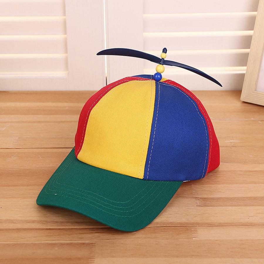 Fashion Color Block Bamboo Dragonfly Baseball Cap Lovely Propeller Windmill Design Summer UV Protection Hat Outdoor Casual Wear
