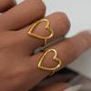 Gold Color Stainless Steel Heart Ring Women Metal Finger Hollow Ring Waterproof Jewelry Girlfriend Gift Bijoux Femme Anillos