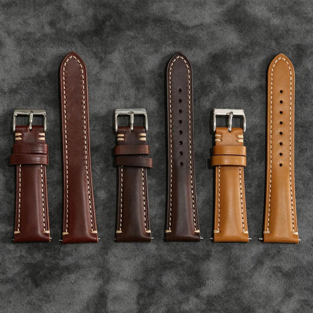 High-Quality Retro Genuine Leather Pin Buckle Watch Strap for Men and Women, Top Layer Cowhide Watch Band
