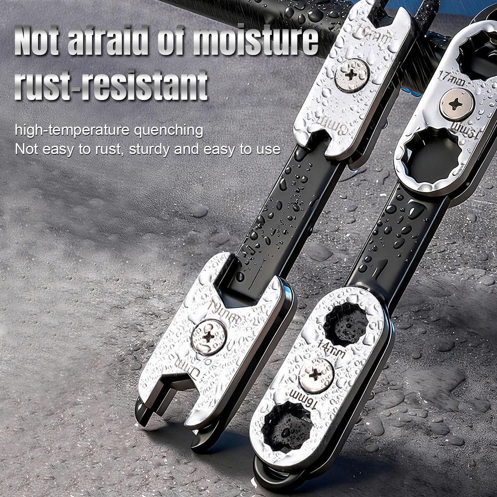 8-in-1 Multi-Function Universal Wrench Set, 360° Rotating Socket Wrench (6-19mm) for Auto & Motorcycle
