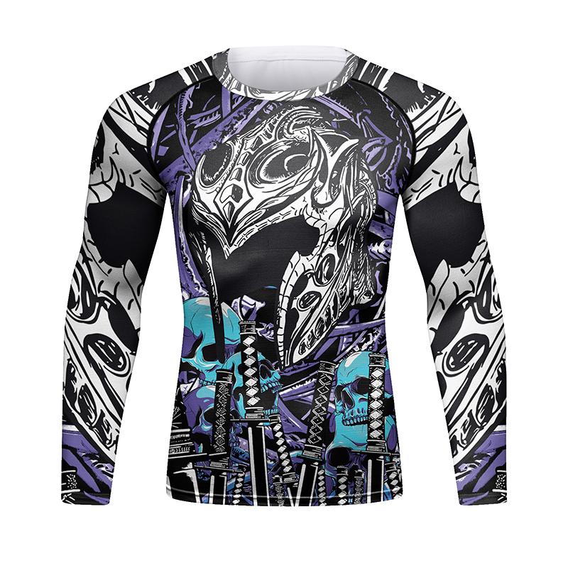 Custom Tattoo Men's Gym Compression Fitness Tshirt Masculine Sublimation Long Sleeve Rashguard BJJ Jiu Jitsu Boxing Jersey