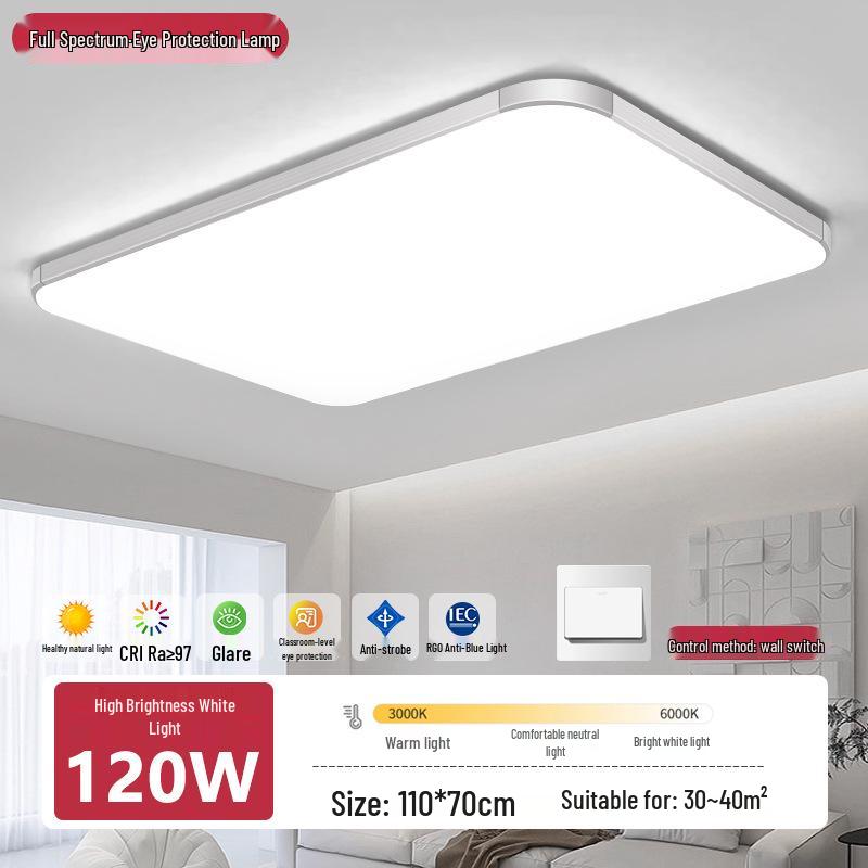 Full Spectrum LED Ceiling Light - Modern Rectangular Fixture for Living Room, Bedroom, Dining Room, Study.