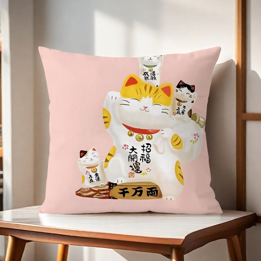 cushion cover Comfortable soft cat Pillow Japanse Case lucky for Sofa Living Room Home office Decor Protective Covers