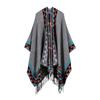 Women's rhombus tassel lengthened hot-selling imitation cashmere shawl can be used on both sides, thickened cape