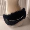 Y2K Faux Fur Belts Women Fashion Plush Waist Chain Retro Metal Bead Chain Belts  for Club Party