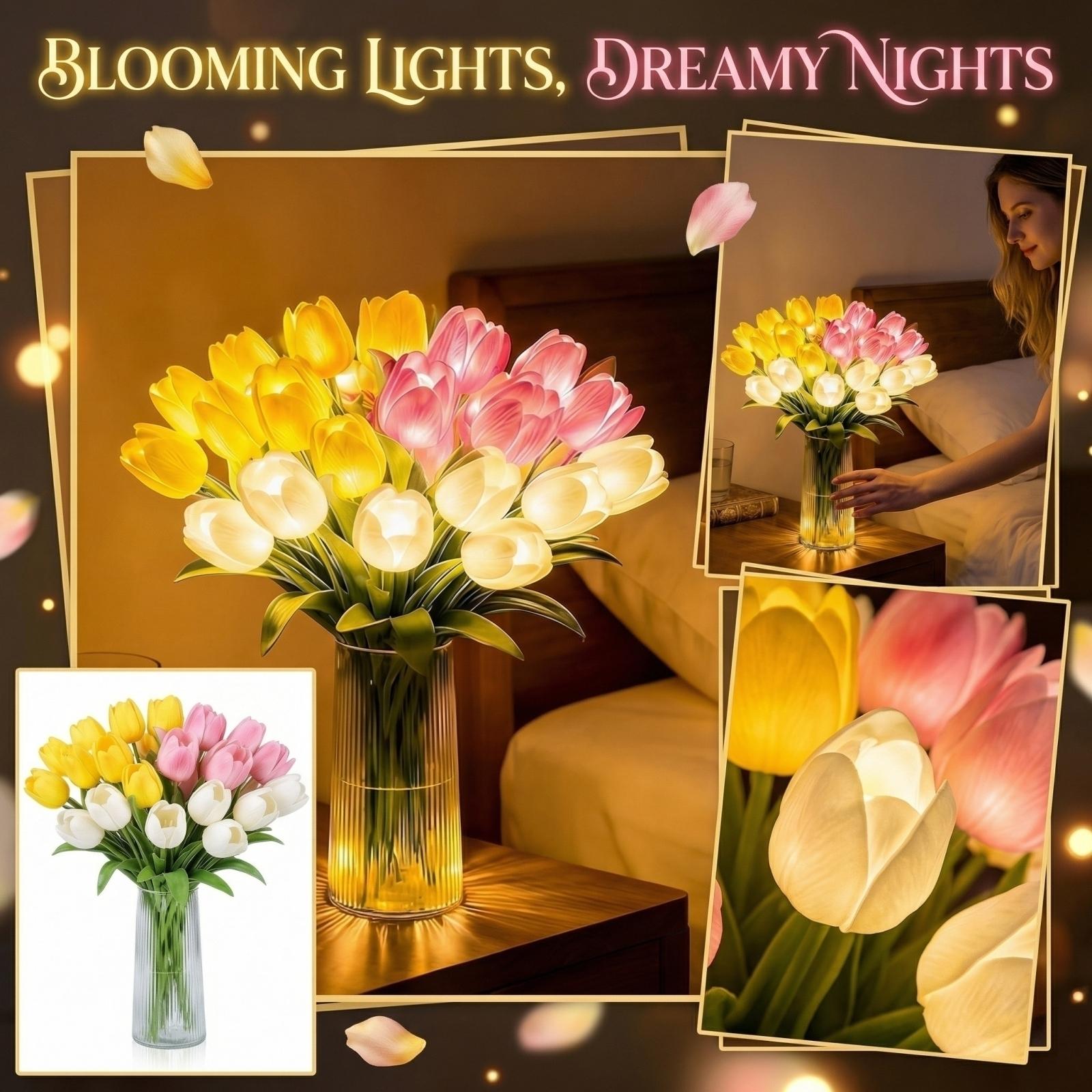 

Artificial Tulip Flower Arrangement with Realistic Petals and Stems for Home Office Table Centerpiece Decoration Vase Included One Size