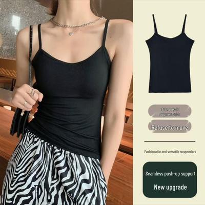 Modal Backless Slim Fit Suspender Jumpsuit with Chest Pads - Women's Seamless Bra-Free Summer Wear