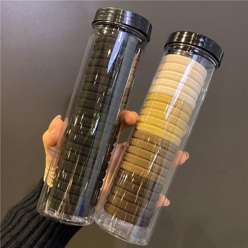 Koreanischer Damen-Haargummi mit hoher Elastizität und Lederetui - Modisches Pferdeschwanz-Accessoire