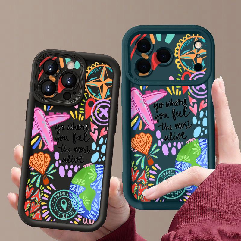 Cartoon Fire Balloon Pattern Case For iPhone 17 Pro Max Shockproof Silicone Bumper Cover For iPhone 16 Pro Max Funda iPhone 15 14 13 12 11 16E Air
