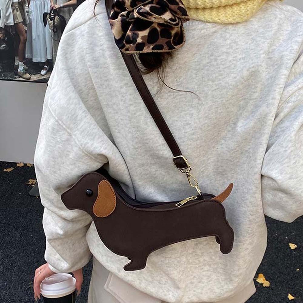 Three-dimensional Dachshund Crossbody Bag Large Capacity Retro Phone Bag  Friends