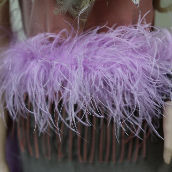 Blue 1PLY Natural Ostrich Feather Boa Fluffy Plume Ribbon Shawl DIY Sewing Trim for Wedding Christmas Party Dress Costume Accessories