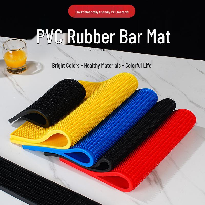Rectangular Thickened Black Non-slip Waterproof PVC Rubber Bar Coaster Mat