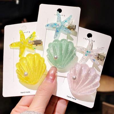 Seestern Haarspange im koreanischen Stil - Muschelkanten, süße & niedliche Haarnadel für Pony, Hinterkopf & Baby-Haarschmuck