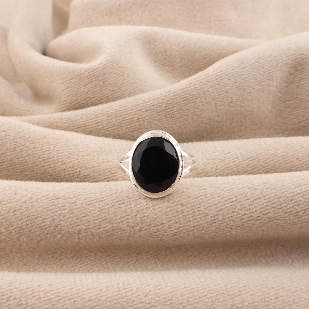 Black Onyx Gemstone 925 Sterling Silver Handcrafted Jewelry Designer Women's Ring For Anniversary Gift RR-80-21