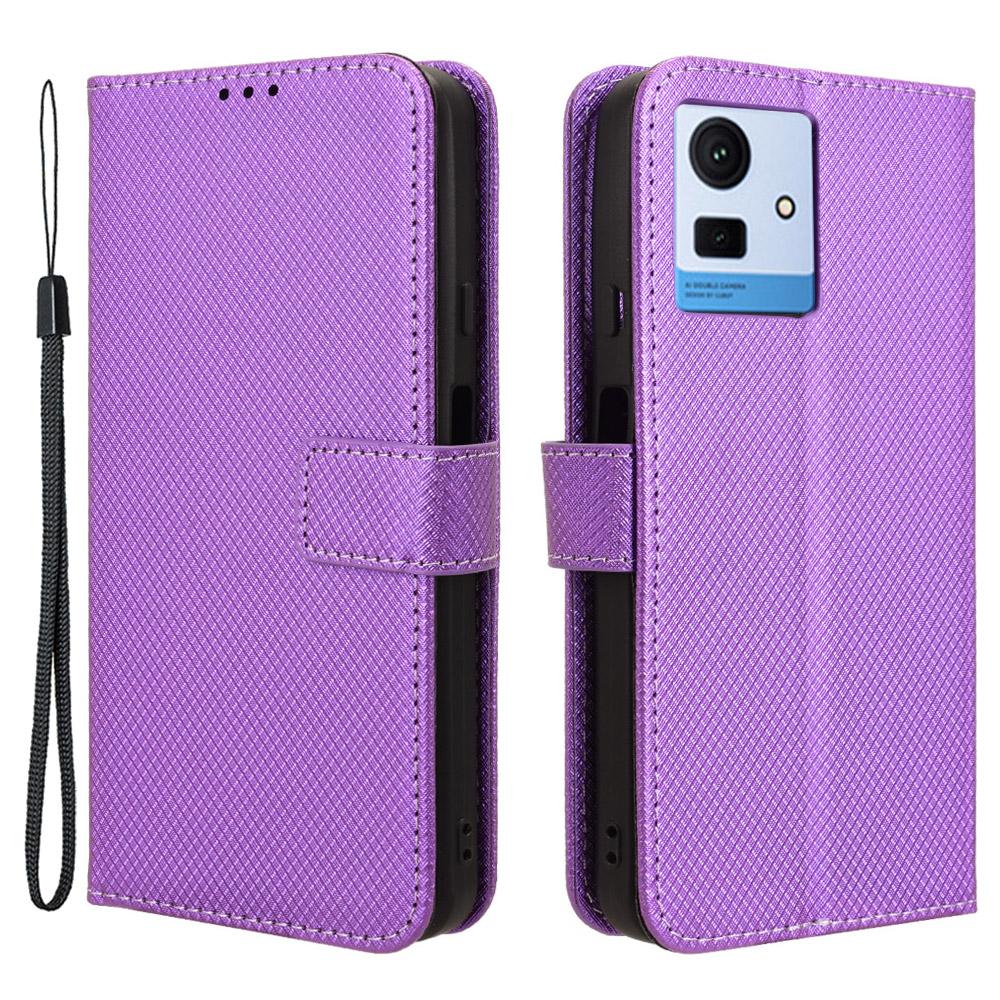 For Cubot Note 50 Phone Case PU Leather Stand Folio Cover with 3 Card Slots Diamond Texture