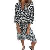 Women's Fashionable V-neck Fresh Printed Temperament Five Quarter Sleeve Dress