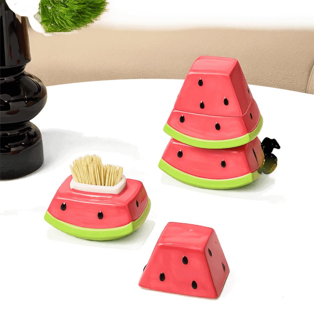 Decorative Watermelon Toothpick Box Creative Cotton Swab Box Ceramic Toothpick Jar  Office Desk