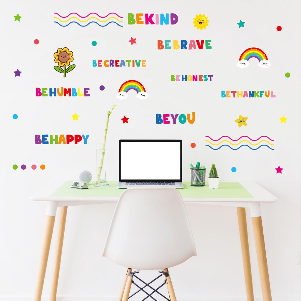 Colorful Inspirational Wall Stickers Letters Slogan Children's Room Kindergarten Decoration Cartoon Pvc Self-adhesive Letters Wall Stickers