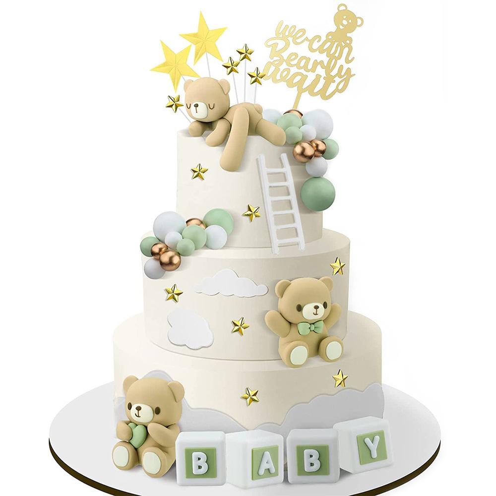 

Топпери для торта Ведмедики Міні-прикраси для торта 35 шт. Золотий Білий Темно-коричневий Куля для Хлопчика Дівчинки Дитячого Свята Дня Народження Прикраса L зелений