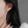 Elegant Black Butterfly Rhinestone Tassel Earrings - Versatile Two-Way Wear Trendy Accessories