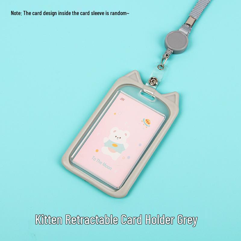 Creative Cartoon ID Card Holder with Lanyard - Cute, Transparent, and Waterproof for Students and Employees
