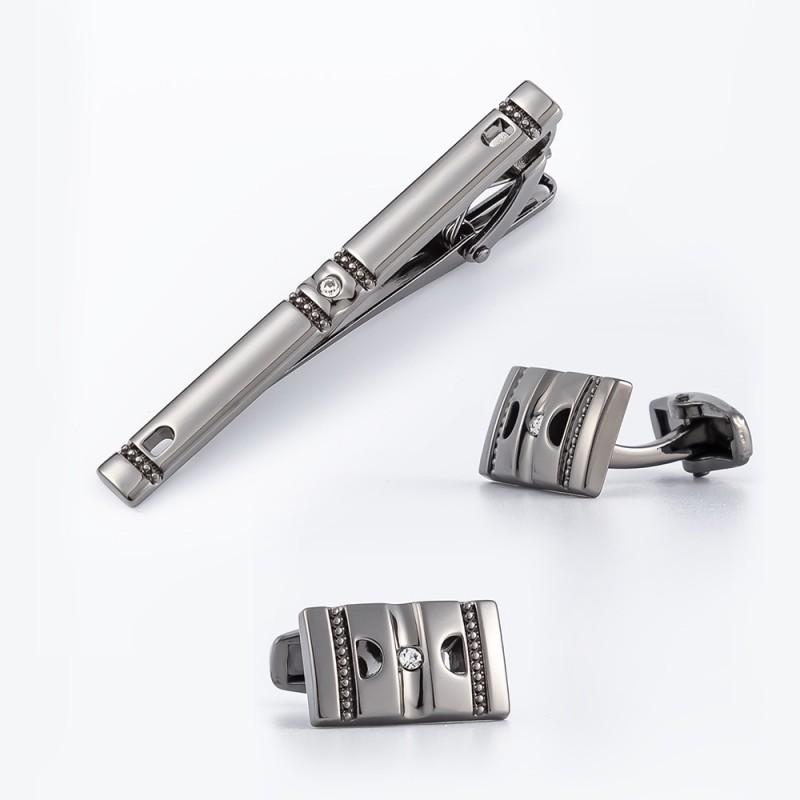 

New Plating Gun Black Hollow Design Rectangular Alloy Suit Cufflinks pure natural