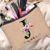 Personalized Linen Makeup Bag Able Women's Travel Shopping Beauty Portable Single Party Decoration Gift