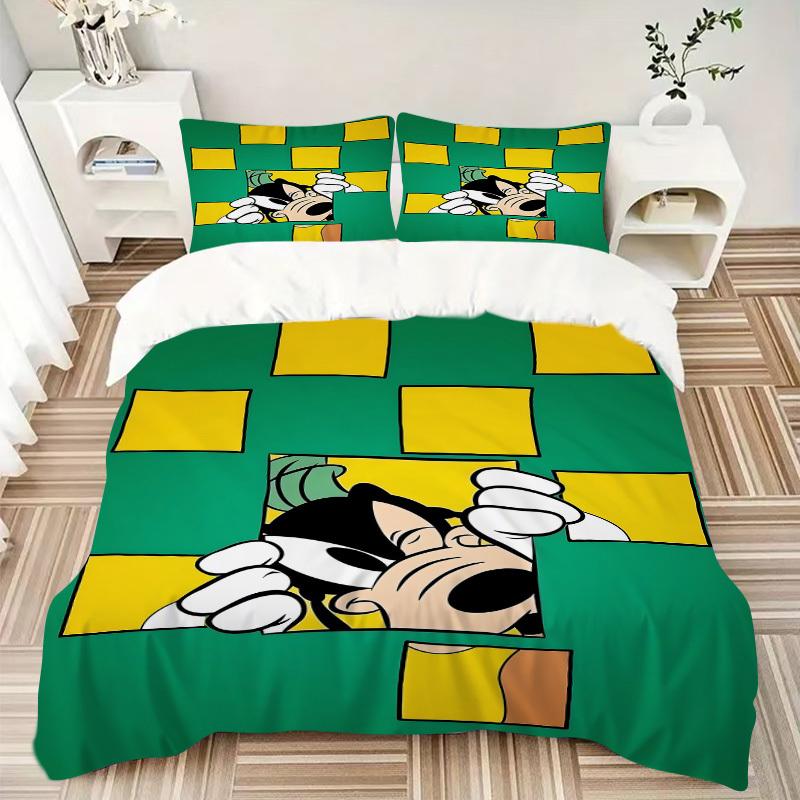 3pcs set Gofy1pc of quilt cover+2pcs of pillowcase, no core, print bedding, All Seasons Bedroom Setting119