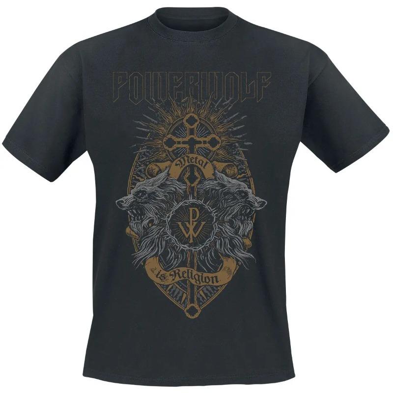 T-shirt in Cotone con Grafica Powerwolf Estiva Unisex Manica Corta Marca di Moda Tee Lusso Casual Vintage Retro Top