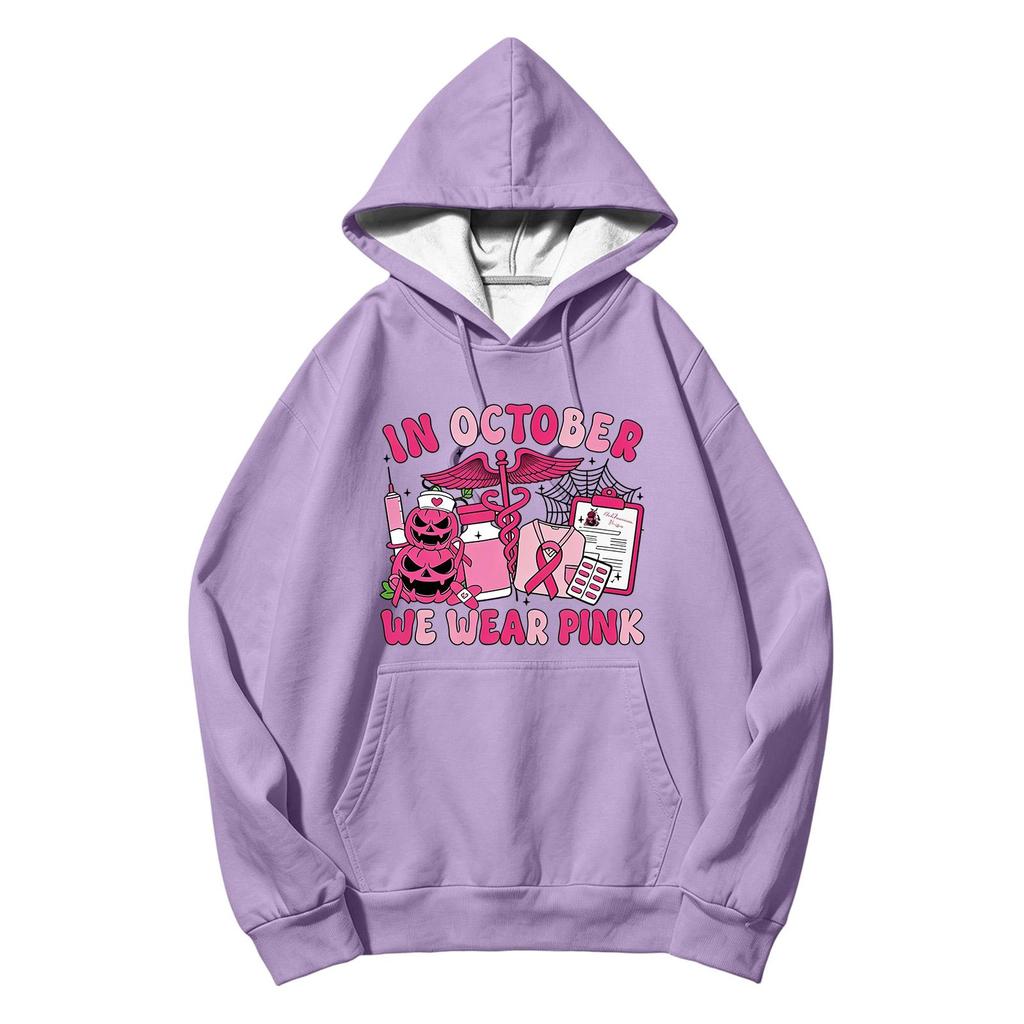 Unisex Long Sleeve Hoodie with Print and Pocket