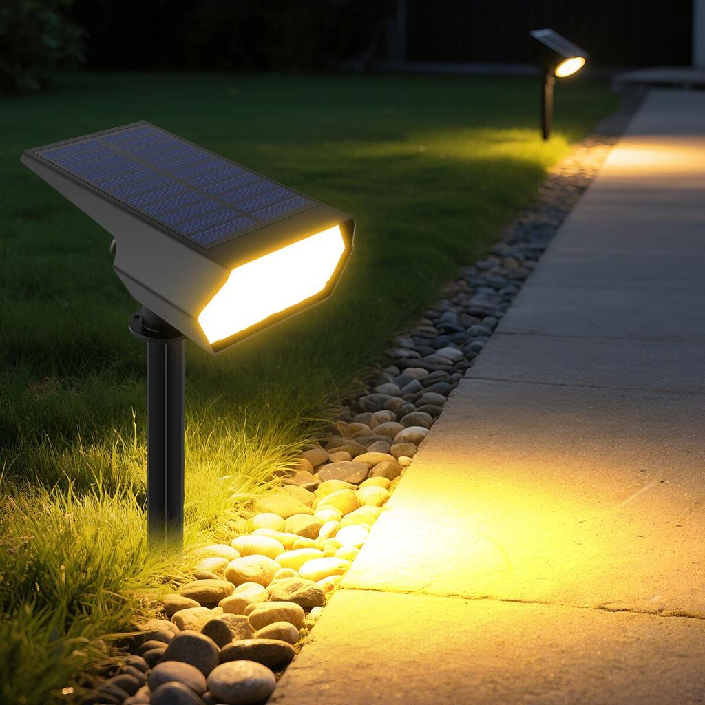 Solar Rechargeable LED Lawn Light Dusk to Dawn Light Sensor Outdoor Garden Path Spotlight For Backyard Yard Landscape Decoraiton