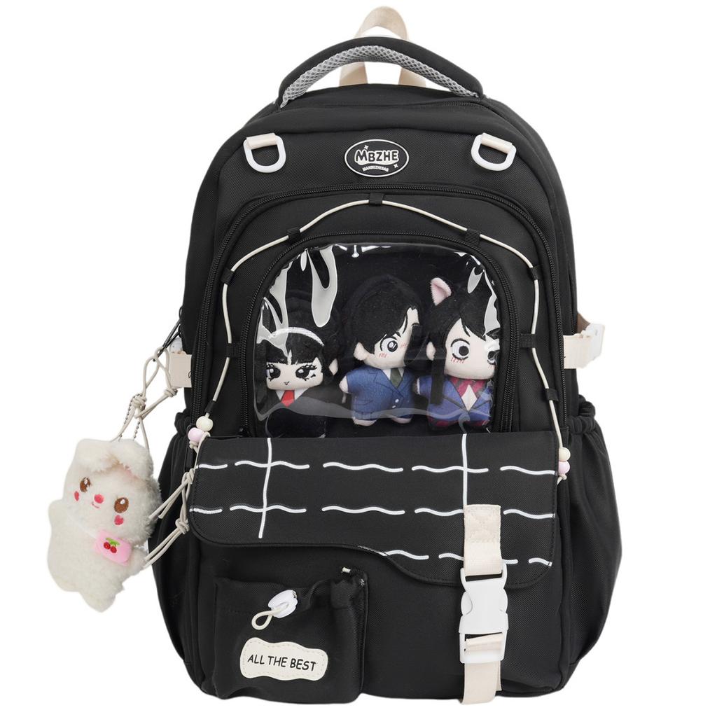 Schoolbag Student Pain Bag Large Capacity Transparent Junior High School Backpack Ins High School Fashion Backpack Versatile Contrast Color Campus