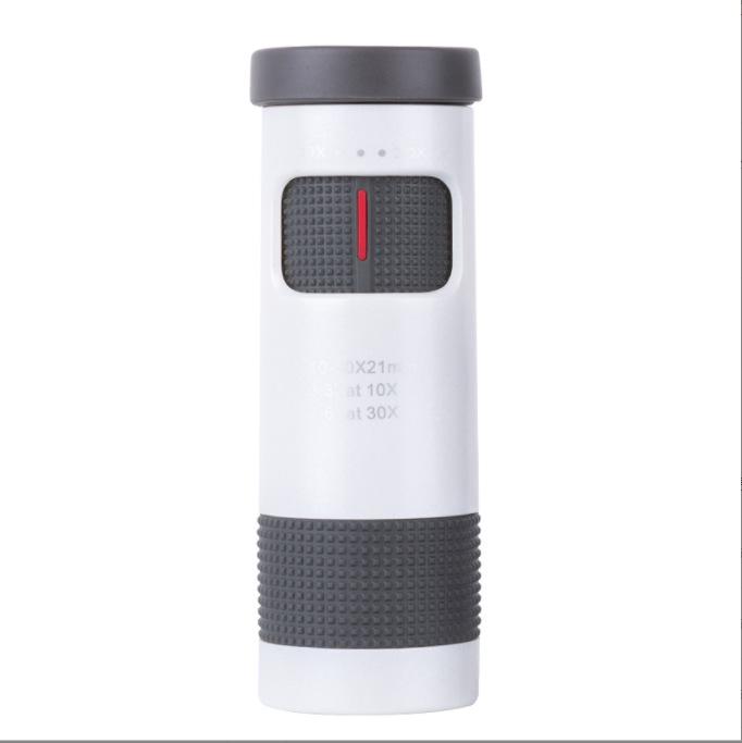 HD 10-30x21 Pocket Zoom Monocular: High-Magnification Portable Telescope Available in Three Colors