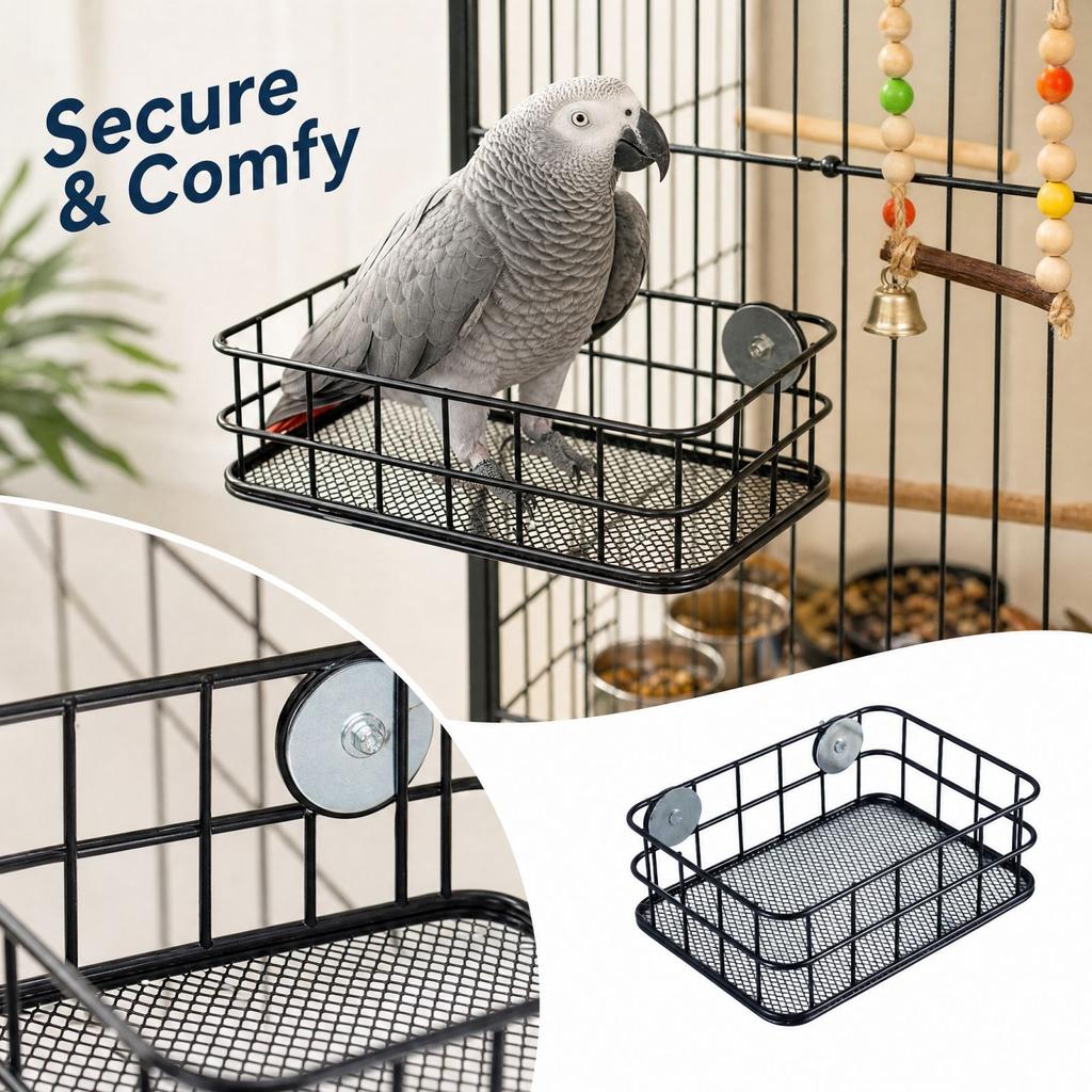 Stainless Bird Stand with Mesh for Parakeets Cockatiels