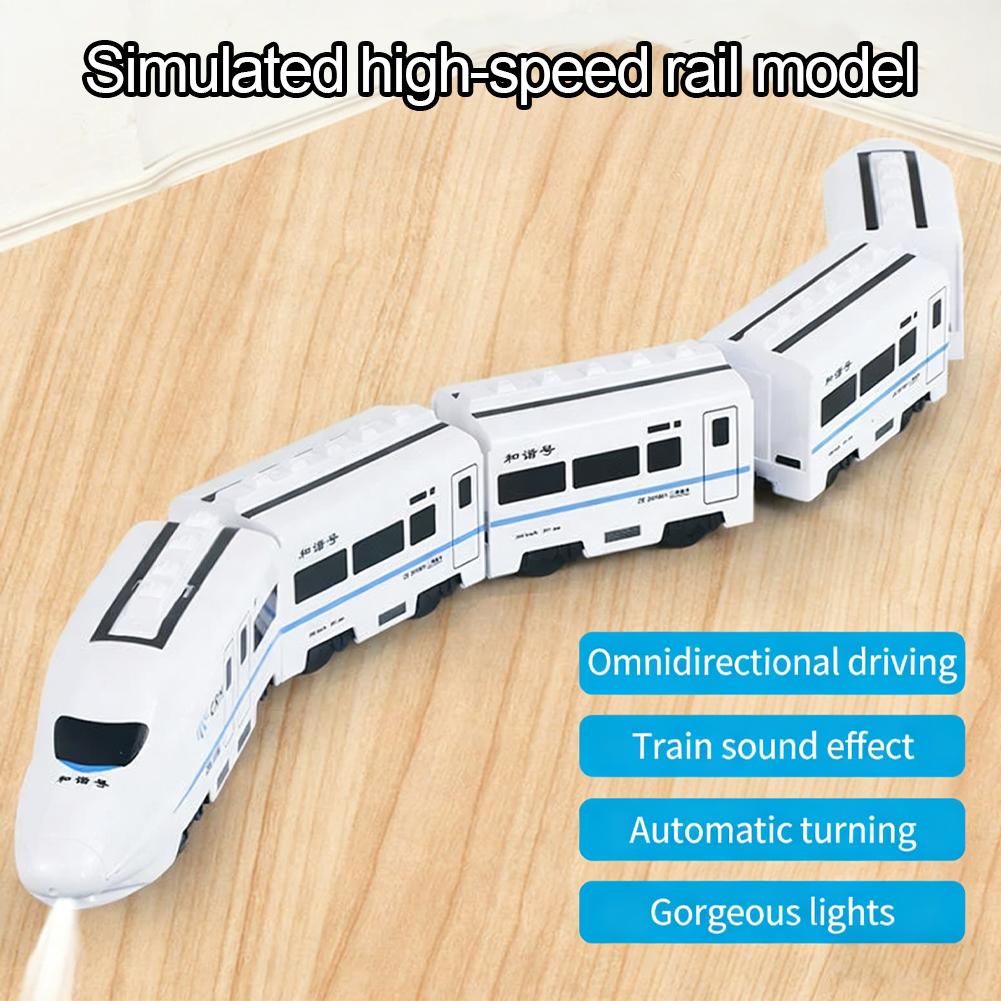 Electric DIY High-Speed Train Toy For Kids - Realistic Bullet Train With Universal Wheels Flashing Lights & Train Sound Effects