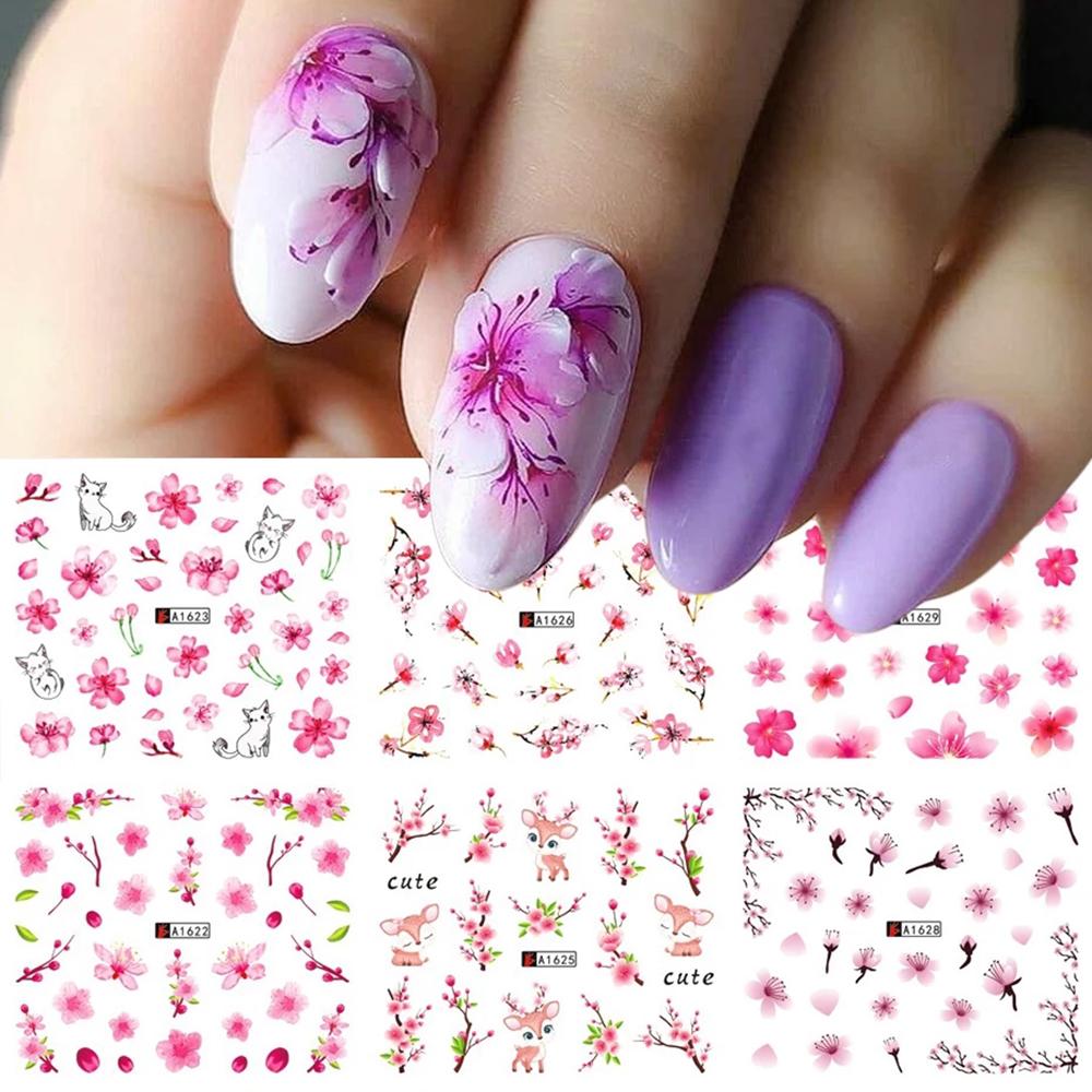 Wrap Flower Peach Blossom Multi-style Water Transfer Stickers Nail Decoration Nail Stickers